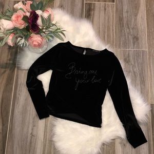 BSN Girl Bershka Black Velvet Top Sz M
